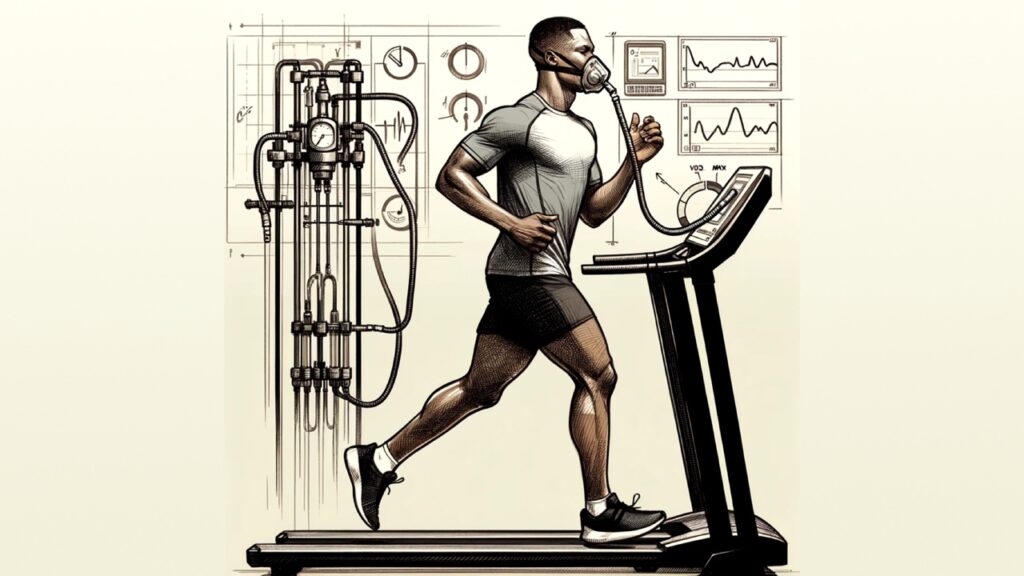 Illustration of a VO2max test on a treadmill